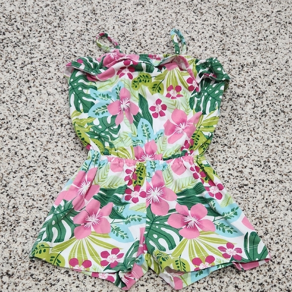 The Children's Place Pink and Green Floral Romper - Picture 1 of 6